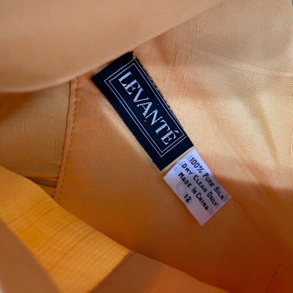 Vintage Levante 100% Silk Tulip Sleeve Dress – Yellow,‎ Size 12 - Picture 4 of 15